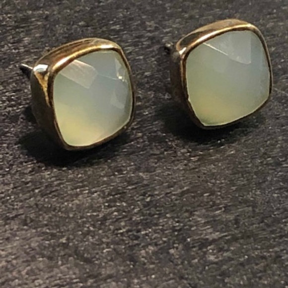 Margaret Elizabeth Blue Chalcedony Cushion Cut Stud Earrings - Picture 5 of 6